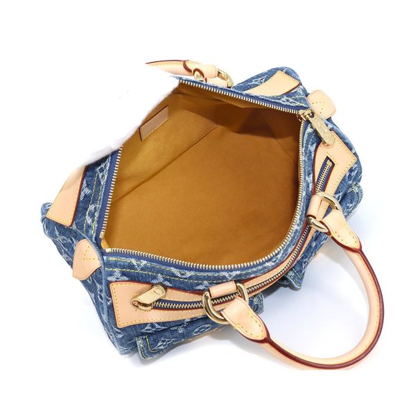 Louis Vuitton Monogram Denim Neo Speedy Hand Bag Canvas Leather Blue - Picture 6 of 7